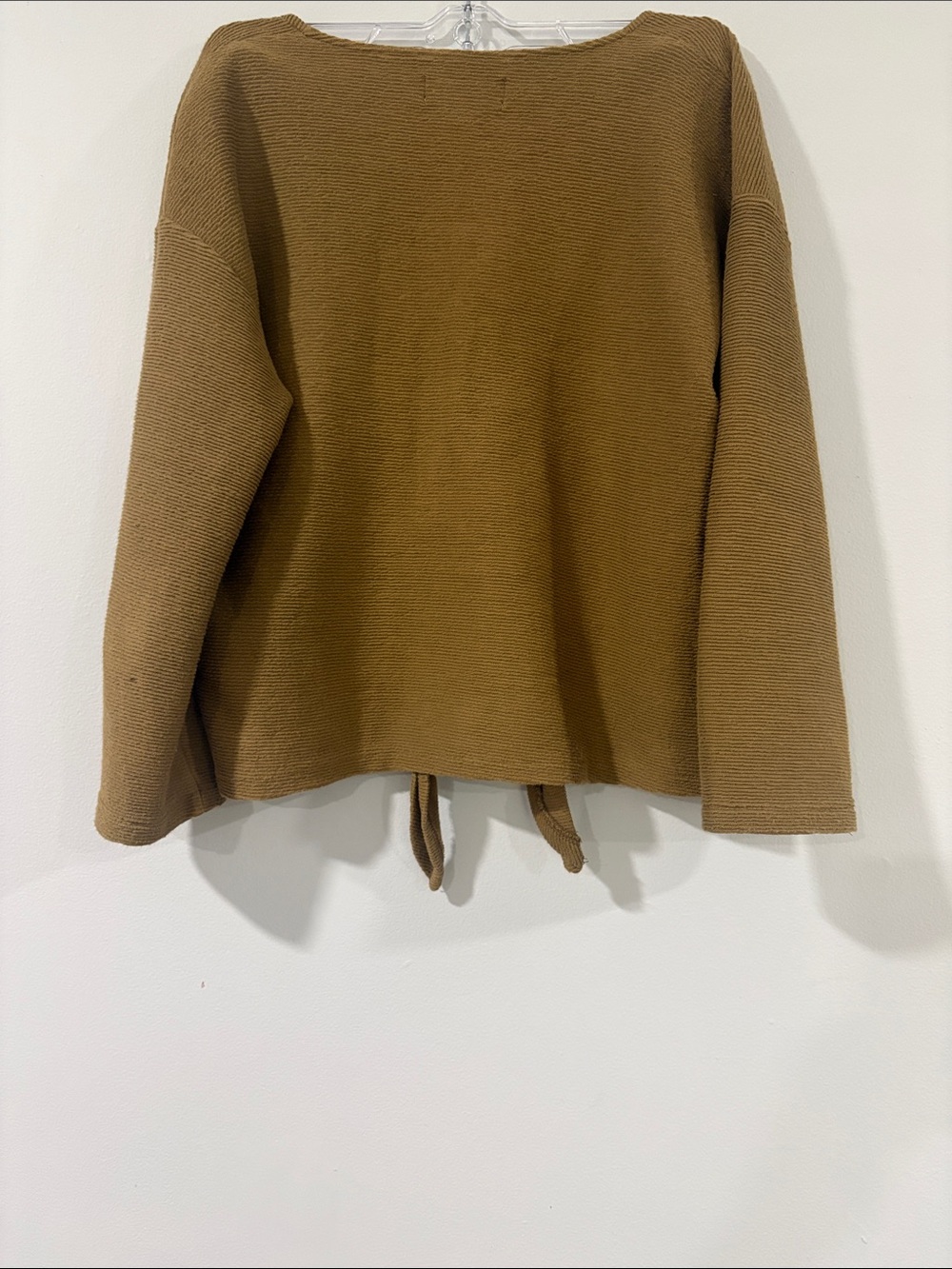 MADWELL TEXTURE & THREAD OLIVE BROWN V - NECK TIE FRONT 100% COTTON SiZE M - Picture 3 of 9